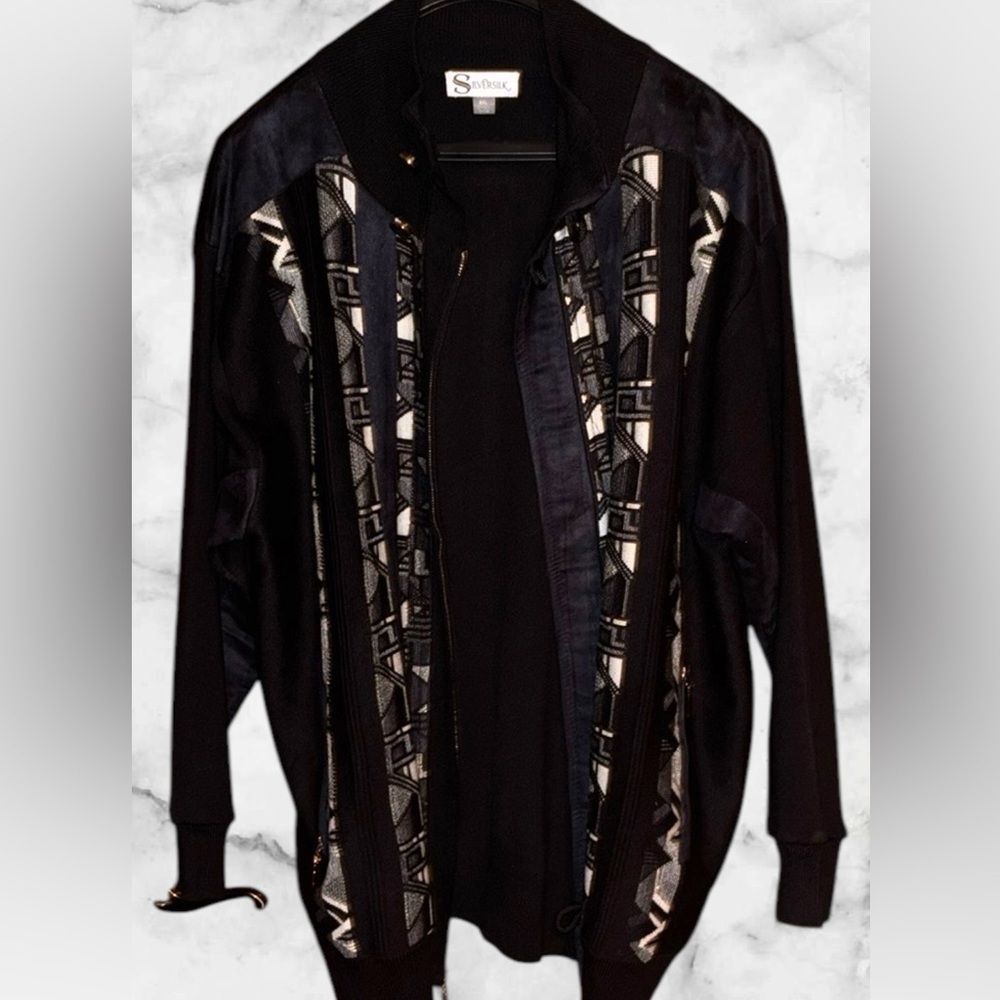 SILVERSILK Cardigan Full Zip Sweater Front zip Pockets  3XL Black